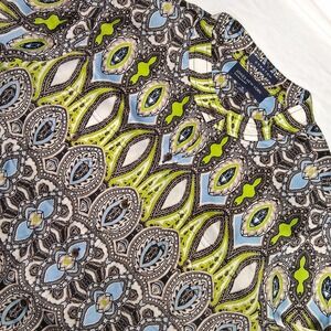 Jones New York Multicolor Paisley Blouse Women's Size XL‎ Roll Tab Sleeves